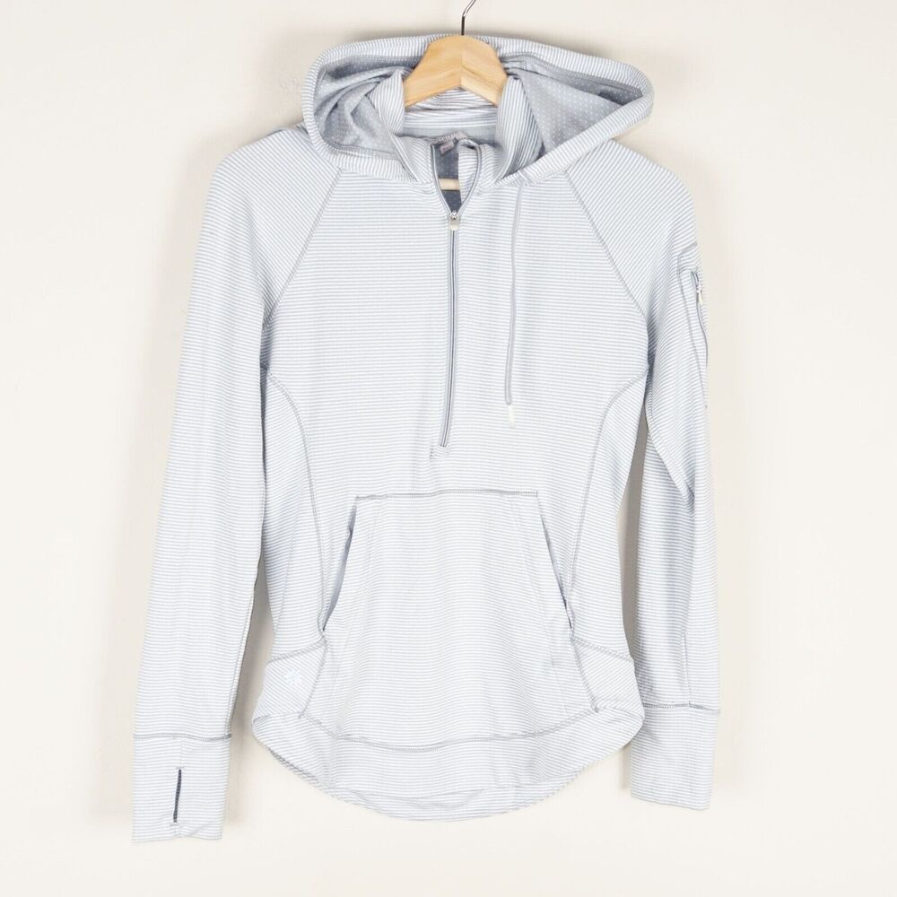 Athleta Heavenly Heights Striped Gray Hoodie Womens Sz XS